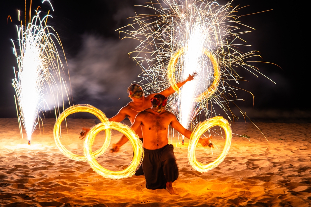 feuershow am strand